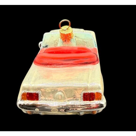Kurt Adler 1964 1/2 Ford Mustang Cream/Red Polonaise Glass Christmas Ornament - Picture 10 of 16